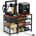 Frebomboo 3D Printer Filament Storage Rack, Versatile 3D Printer Stand Shelf with Drawer, Mobile 3-Tier Metal Filament Spool Holder, Perfect 3D Printer Cart Desk for Office Workshop Studio