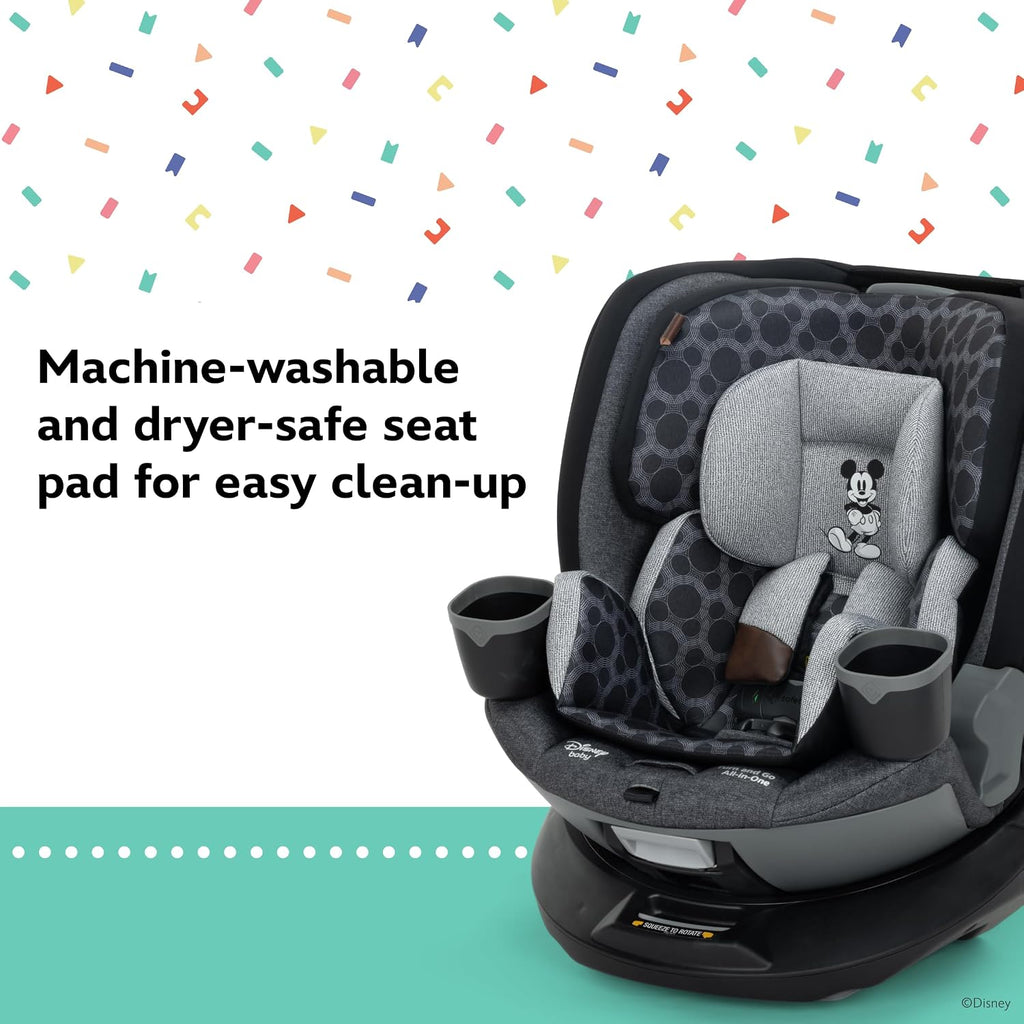 Disney Baby Turn and Go 360 Rotating All-in-One Convertible Car Seat, Vintage Mickey Mouse