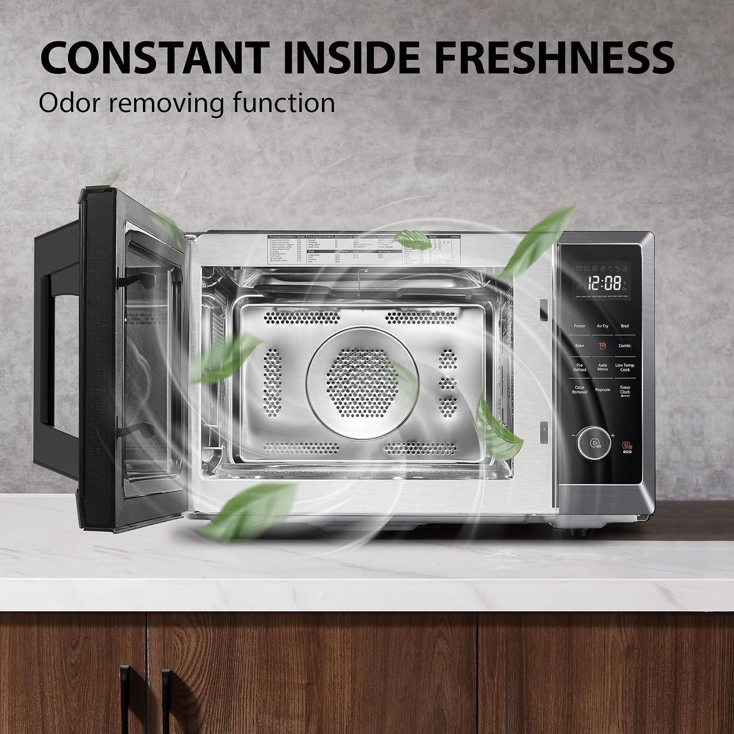TOSHIBA Air Fryer Combo 8-in-1 Countertop Microwave Oven, with Convection, Broil, Odor Removal Mode, 12.4' Position Memory Turntable, Child-Lock, 1.0 Cu.ft, Black Stainless Steel, ML2-EC10SA(BS)