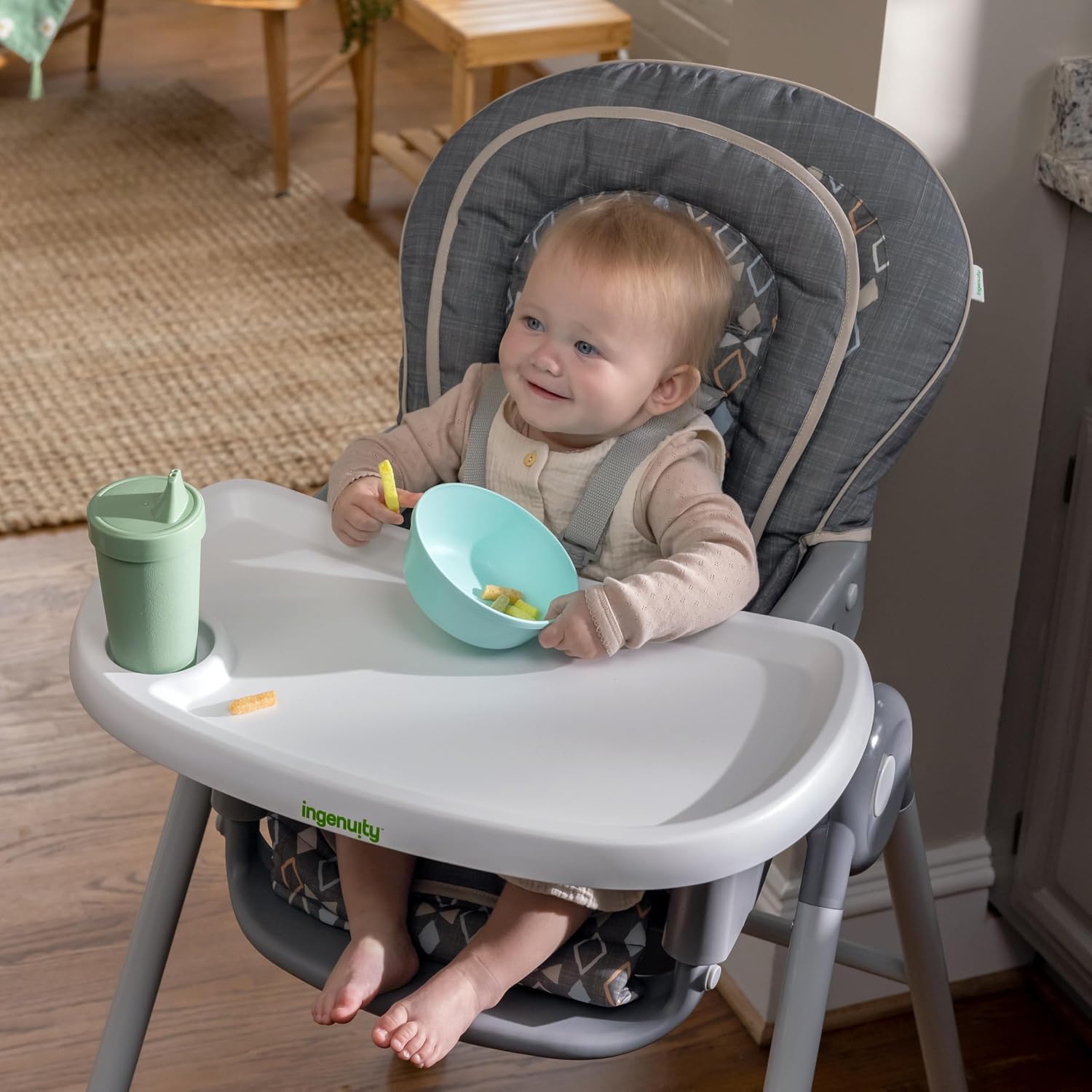 Ingenuity Proper Positioner Deluxe High Chair - 7-in-1 Convertible Baby Seat, Removable Rocking Infant Seat, Unisex, for Ages 0-36 Months