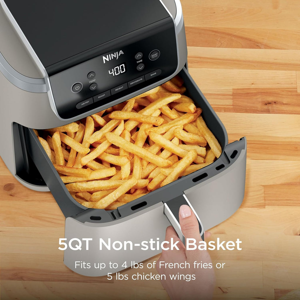 Ninja Air Fryer Pro 5-in-1 | 5 QT Capacity, Air Fry, Bake, Roast, Reheat, and Dehydrate, Air Crisp Technology | Nonstick Basket & Crisper Plate | Stone | AF142SD