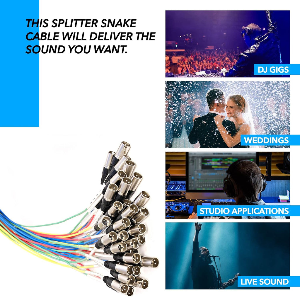Seismic Audio - SARMSS-32x1515 - 32 Channel XLR TRS Combo Splitter Snake Cable - two 15' XLR trunks