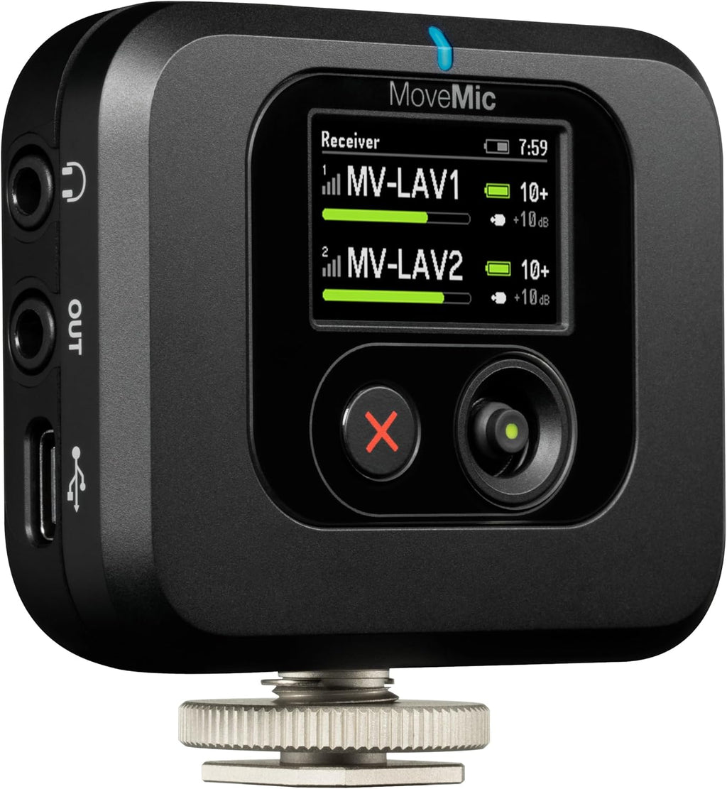 Shure MoveMic Receiver - Cold Shoe Mountable Camera Receiver for MoveMic Lavalier Microphones, Compatible with Most DSLR Cameras and Computers, for Mobile Content Creators (MV-R-Z7)