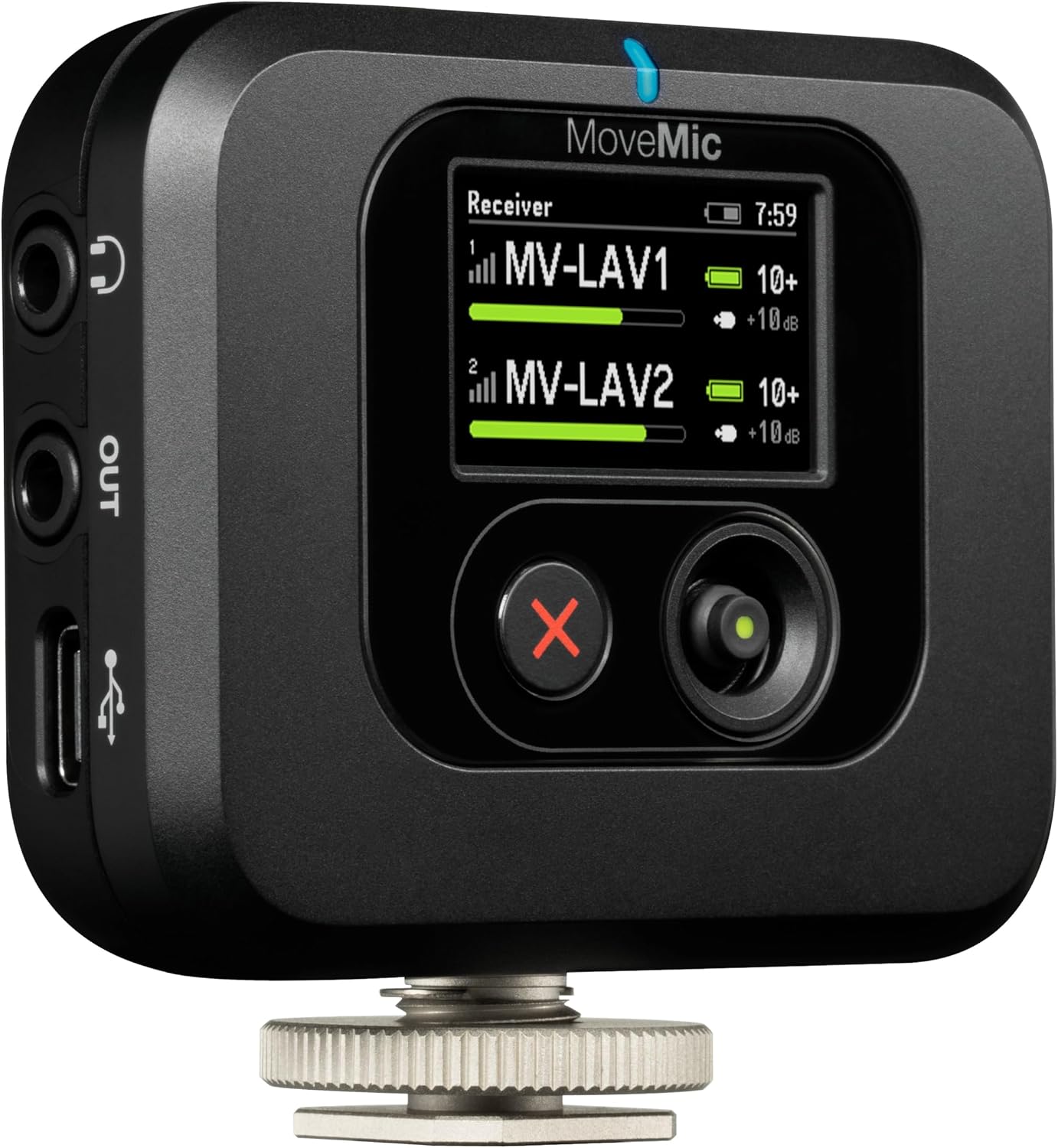 Shure MoveMic Receiver - Cold Shoe Mountable Camera Receiver for MoveMic Lavalier Microphones, Compatible with Most DSLR Cameras and Computers, for Mobile Content Creators (MV-R-Z7)