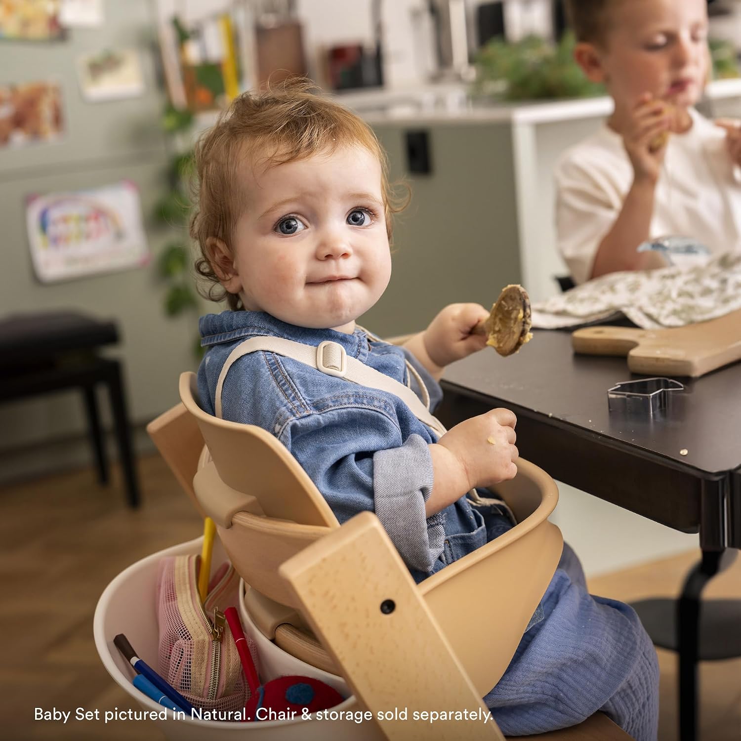 Stokke Tripp Trapp Baby Set 2, Fjord Blue - Ages 6-36 Months - Convert the Tripp Trapp Chair into a Comfortable High Chair - Includes Stokke Harness 2