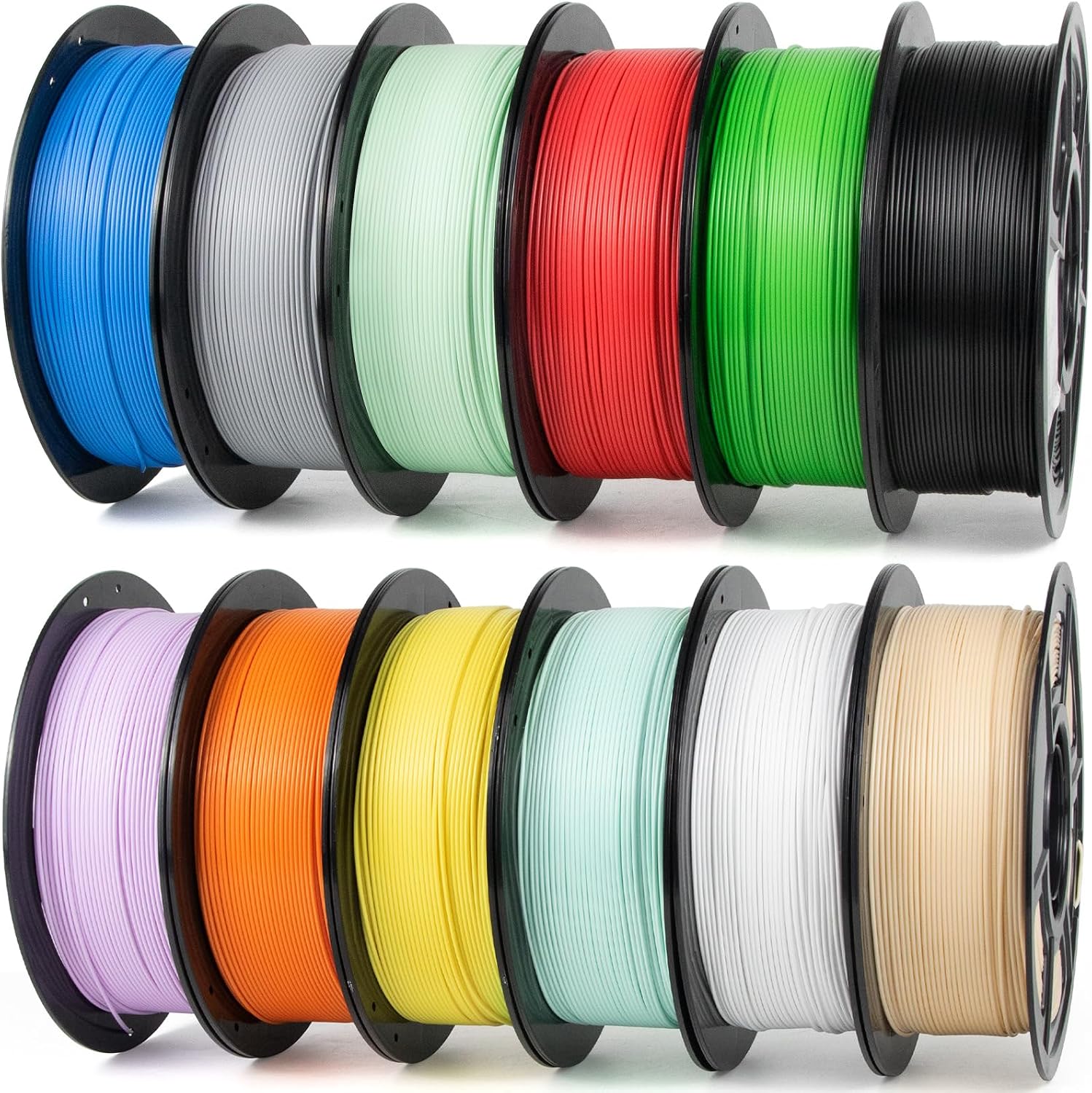 iSANMATE Rapid PLA Filament 1.75mm 12KG, 3D Printer Filament Bundle, Dimensional Accuracy ±0.02mm, Black, White, Red, Green, Skin, Gray, Yellow, SkyBlue, Blue,Grassgreen, Orange, Lightpurple