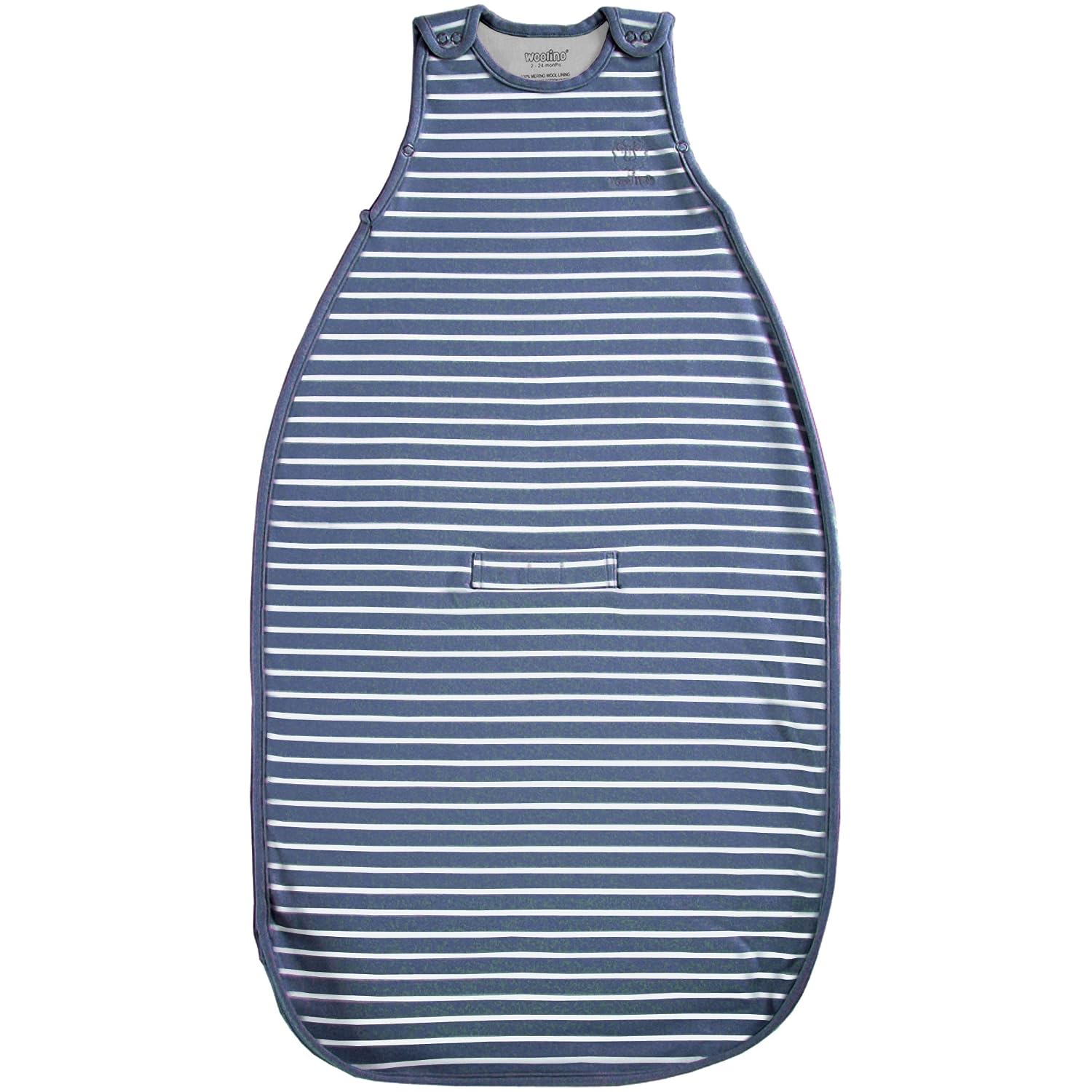 Woolino 4 Season Ultimate Baby Sleeping Bag - Merino Wool and Organic Cotton - Universal Size Adjustable Sleep Sack for Baby - Two-Way Zipper Sleeping Bag (2-24 Months) - Navy Blue