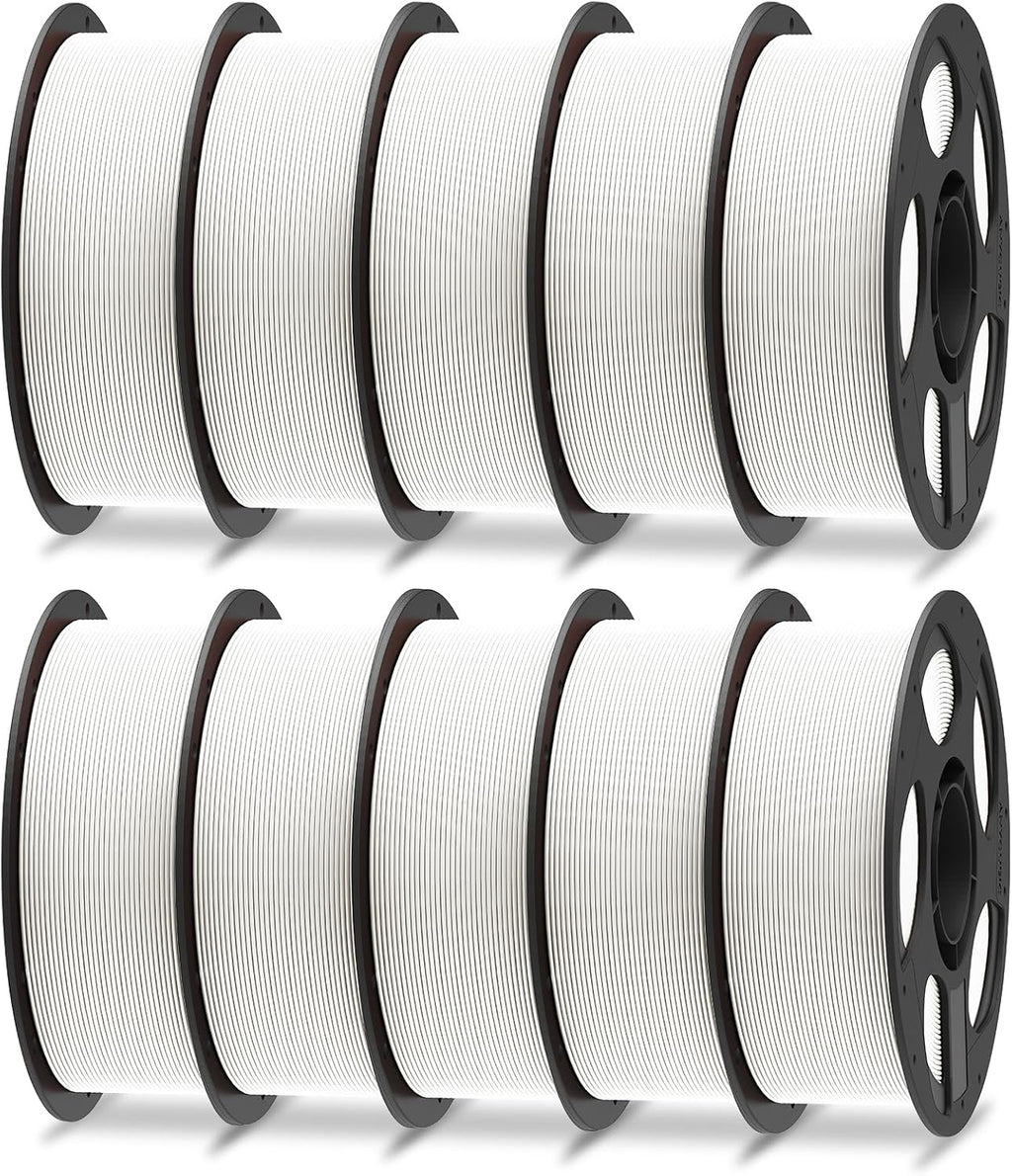 ANYCUBIC PLA Plus (PLA+), 3D Printer Filament 1.75mm Bundle, High Toughness, Dimensional Accuracy +/- 0.02mm, Print with Most FDM 3D Printers, 10 Pack 1KG Reusable Spool White