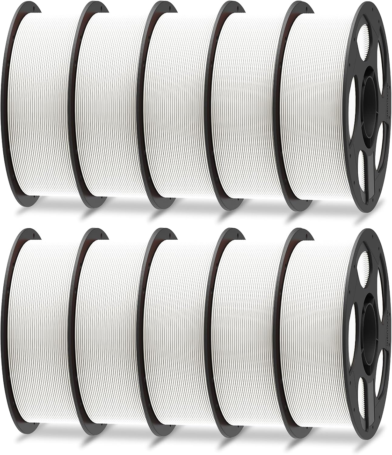 ANYCUBIC PLA Plus (PLA+), 3D Printer Filament 1.75mm Bundle, High Toughness, Dimensional Accuracy +/- 0.02mm, Print with Most FDM 3D Printers, 10 Pack 1KG Reusable Spool White