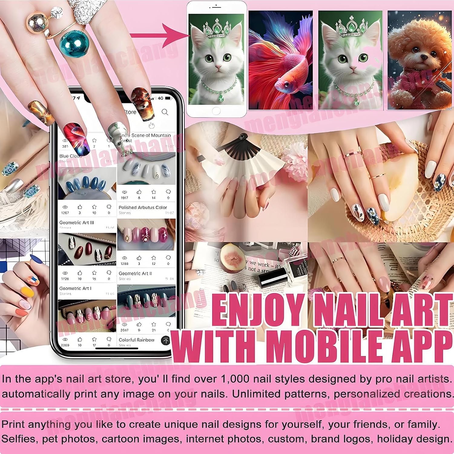 3d Smart Nail Printer | Digital Mobile Nail Art Printer Machine W/Touch Screen| Portable Nail Painting Machine Support Wifi/Diy/Usb(2400dpi High-Definition) | 10s Painting For Girls' Home Nails