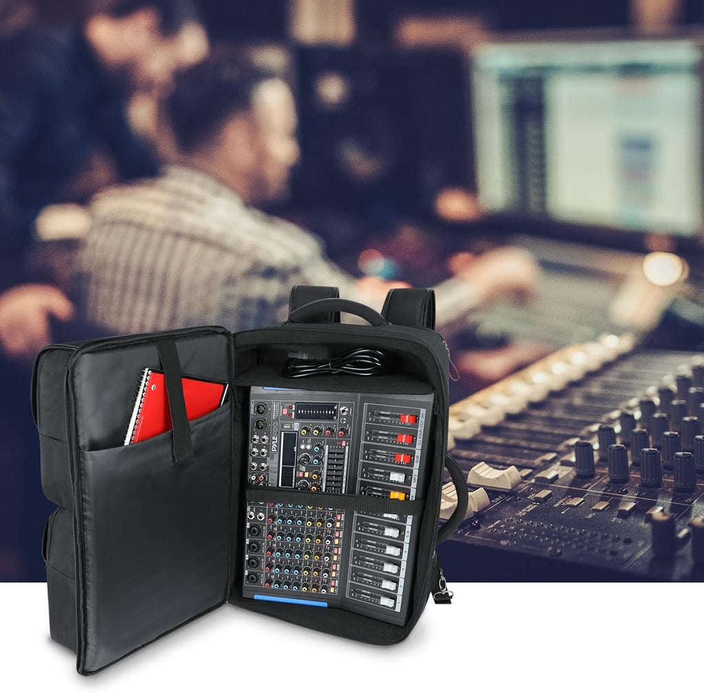 GOgroove Audio Mixer Case - Compatible with Pyle 8-Channel, Yamaha MG12XU & More - Customizable Interior, Scratch Resistant, Carry-On Compliant