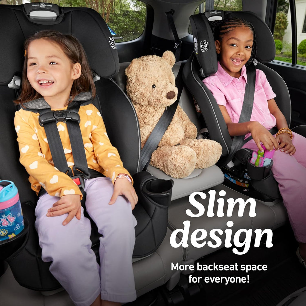 Graco Slimfit 3-in-1 Convertible Car Seat, Slim Car Seat with Space-Saving Design, Highback Booster Seat with 10-Position Headrest, Rear Facing and Forward Facing Carseat, Darcie