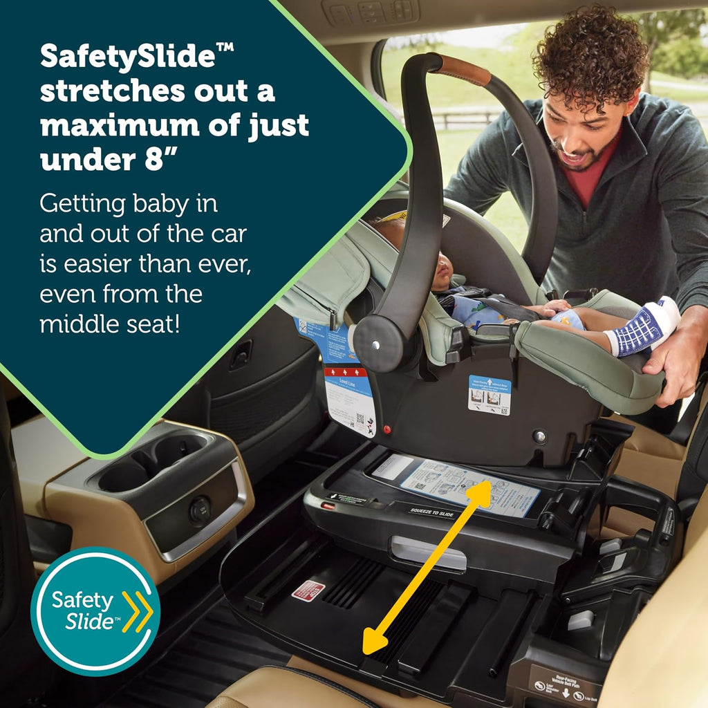 Safety 1st® onBoard™ Slide DLX Infant Car Seat w/SafetySlide™ Base, Easy-Install Rigid Latch, Lightweight Rear-Facing Seat, Newborn Carrier, Extra-Large Canopy, Travel System Ready, Hailstone