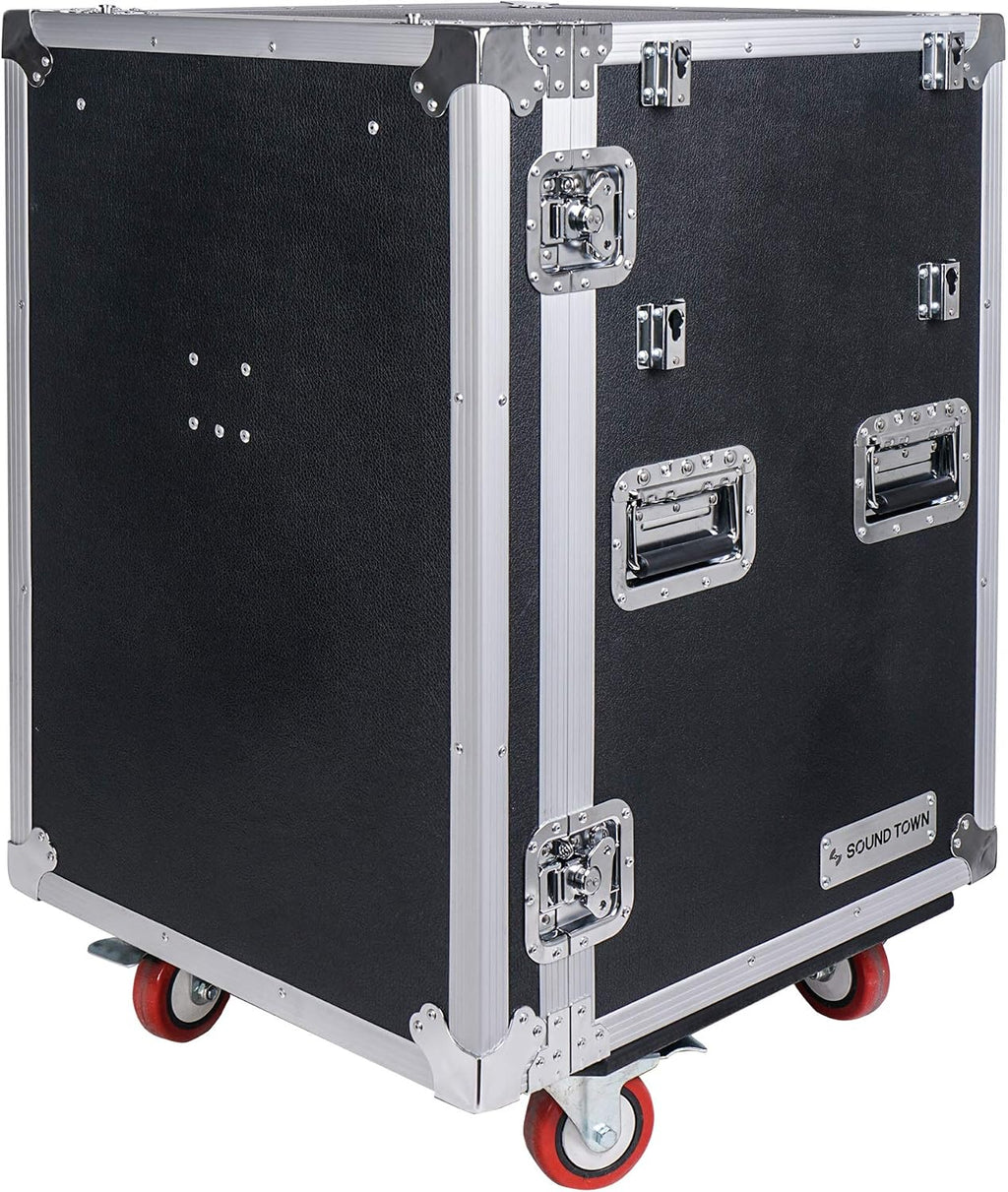 Sound Town Enhanced Thickness 1/2' (12mm) Plywood Road Case with 4-Drawer and Table for Customizable Stage and Studio Utility Equipment Storage, Pro Tour Grade (STRC-PROWT4D)