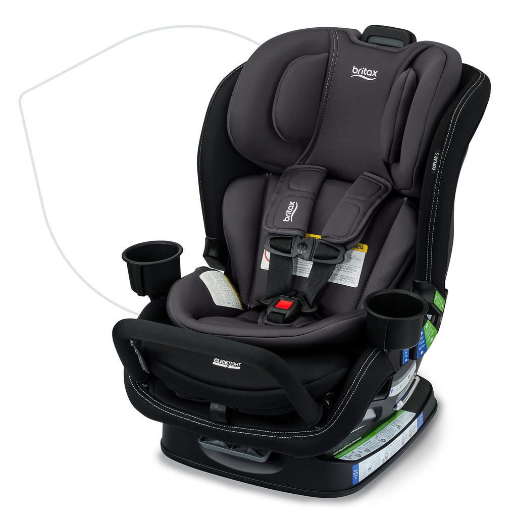 Britax Poplar S Convertible Car Seat, 2-in-1 Car Seat Extended Rear Facing, 17' Slim Car Seat Design with Fast & Easy ClickTight Installation, Anti-Rebound Bar & SafeWash Fabrics — Stone Onyx