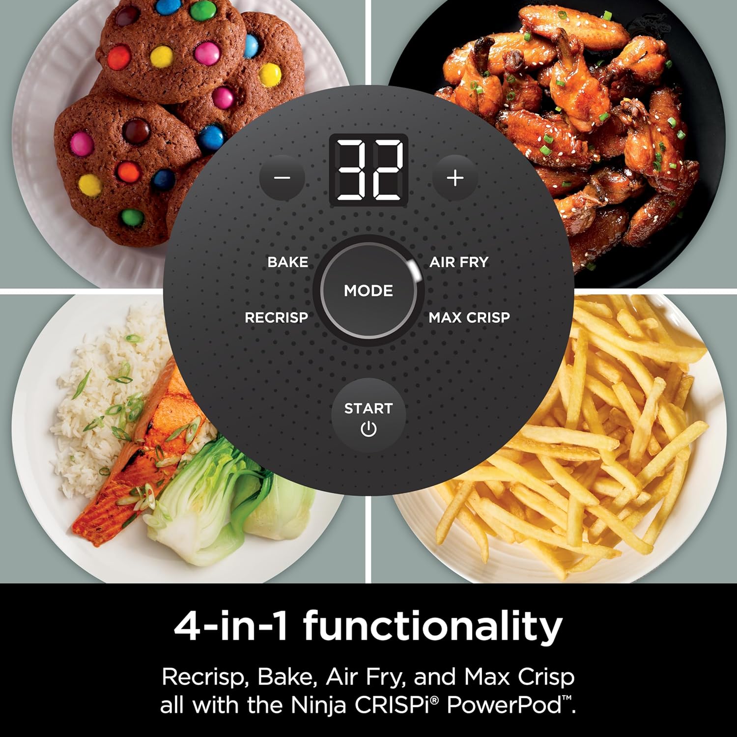 Ninja Crispi Air Fryer, Microwave, Freezer & Dishwasher Safe, Non Toxic Glass Portable Cooking System, 4 QT & 6 Cup Glass Containers with Storage Lids, Easy Meals, Air Fry, Bake, Green (Renewed)