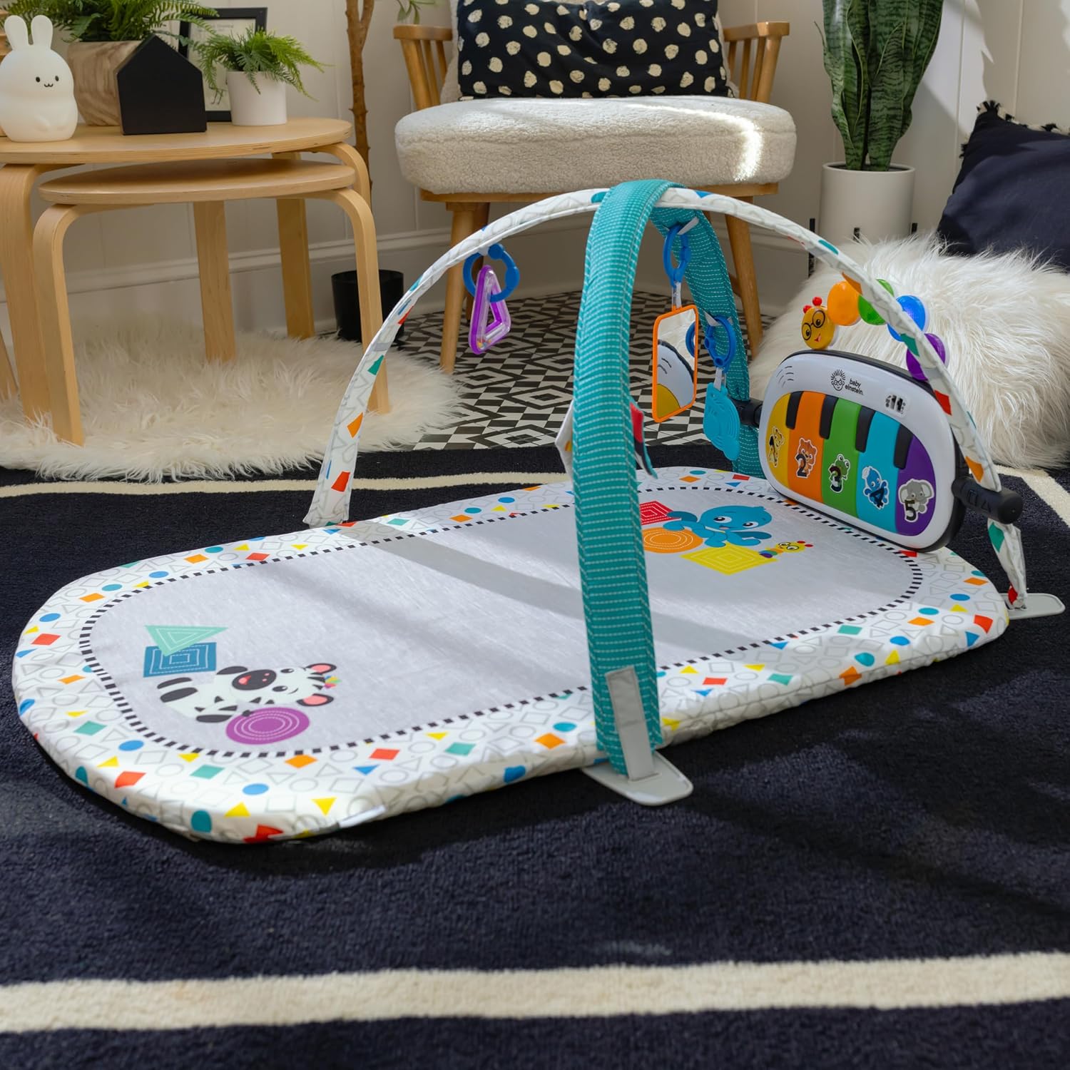 Baby Einstein Kick & Snooze 3-in-1 Foldable Playard, Bassinet and Musical Play Gym, Includes Fitted Sheet, 3-Step Easy Fold, Piano Toy with 25+ Minutes of Music, Grows with Baby, Ages 0 Months and Up