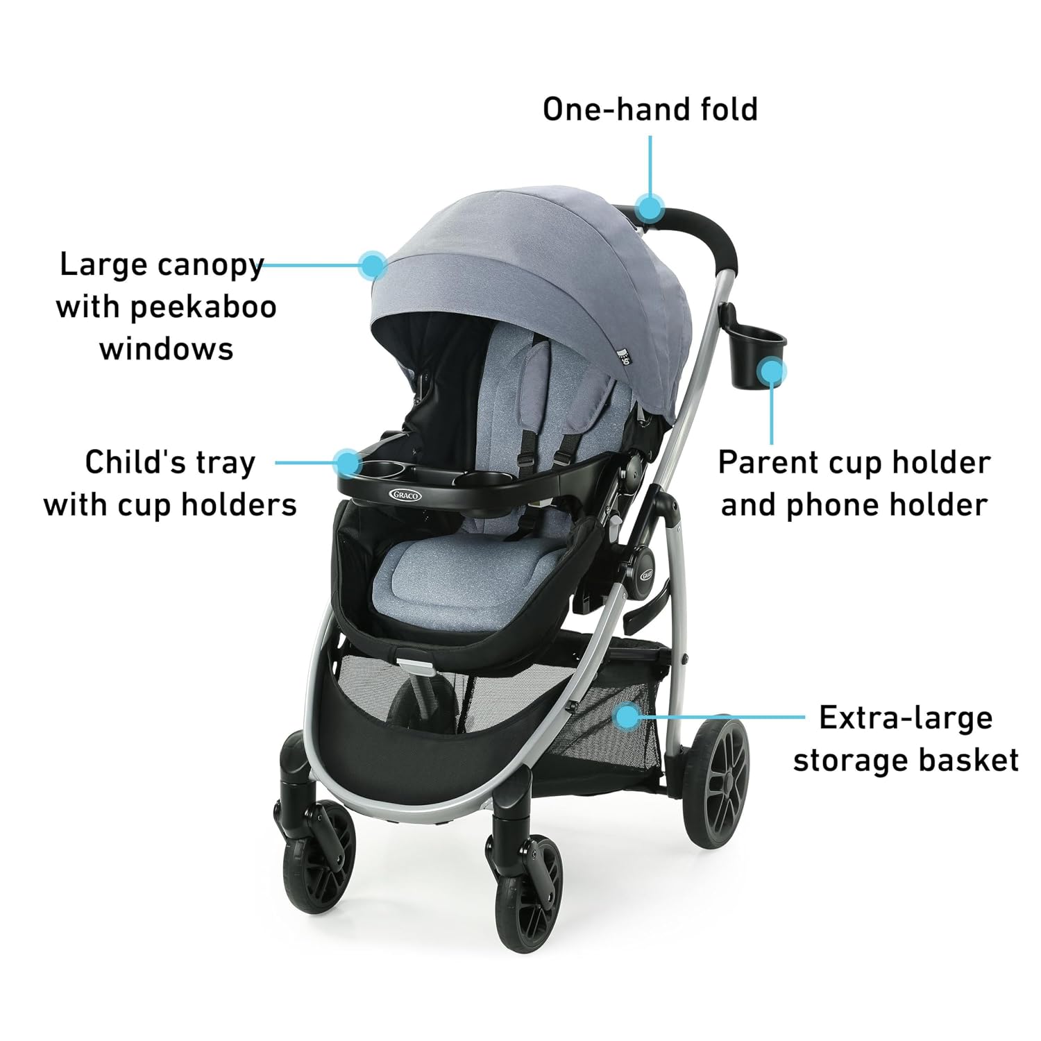 Graco® Modes Pramette Travel System, Includes Baby Stroller with True Pram Mode, Reversible Seat, One Hand Fold, Extra Storage, Child Tray and SnugRide 35 Infant Car Seat, Ontario