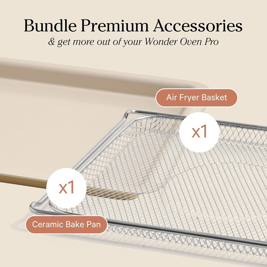 Our Place Wonder Oven & Essentials Kit | 6-in-1 Air Fryer Toaster Oven with Steam Infusion | Countertop Convection Oven Combo with Extra Bake Pan & Air Fryer Basket | Non-toxic, PFAS-Free Duo | Steam