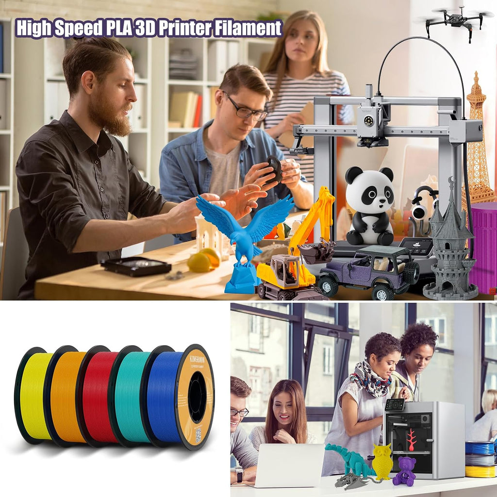 Kingroon High Speed PLA Bundle 3D Printer Filament 1.75mm, 3D Printer Rapid Filament for 30-600mm/s Hyper Printing Filament, Dimensional Accuracy +/- 0.03 mm, 10 kg Plastic Spool (22lbs（Mixed Colors）