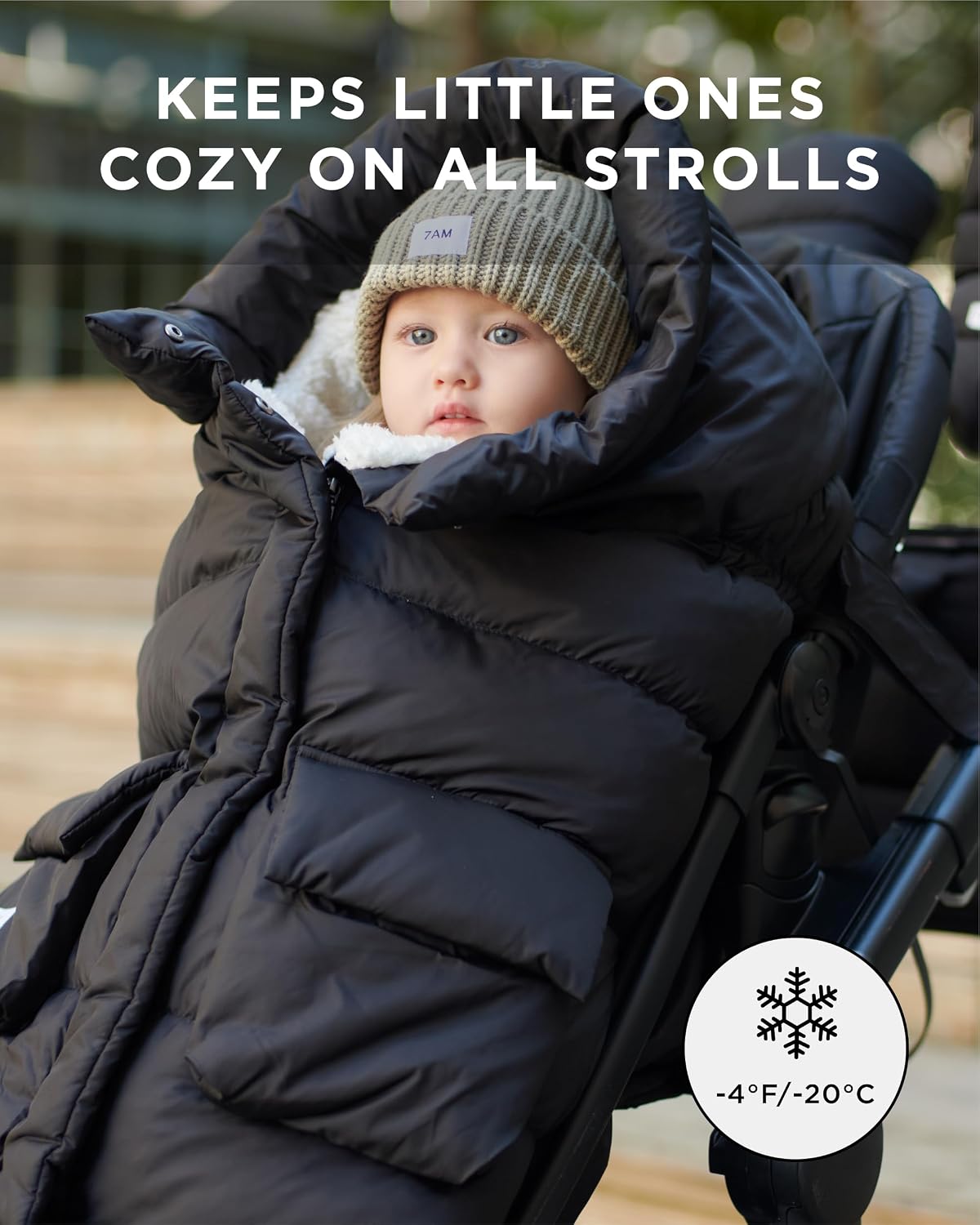7AM Enfant Stroller Blanket 212 - Adjustable Baby Car Seat Zipped Blanket for Babies Winter, Unisex Multi Purpose Fleece Lined Warm Hooded Toddler Footmuff Water Repellent | (6M - 4T)