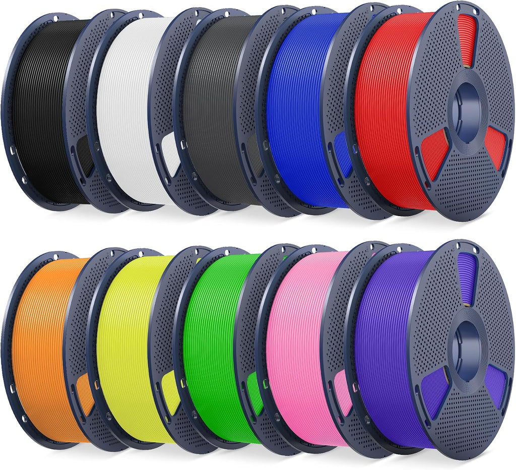 SUNLU High Speed PLA Filament Bundle 1.75mm, 10 Packs, Black+White+Grey+Pink+Red+Orange+Yellow+Green+Blue+Lavender Purple