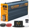 3000W Pure Sine Wave Power Inverter DC 24V to 110V 120V AC with 4 Quick Charging USB Ports& Dual AC Outlets Power Inverters for Vehicles RV Truck Home with LCD Display and Remote Controller