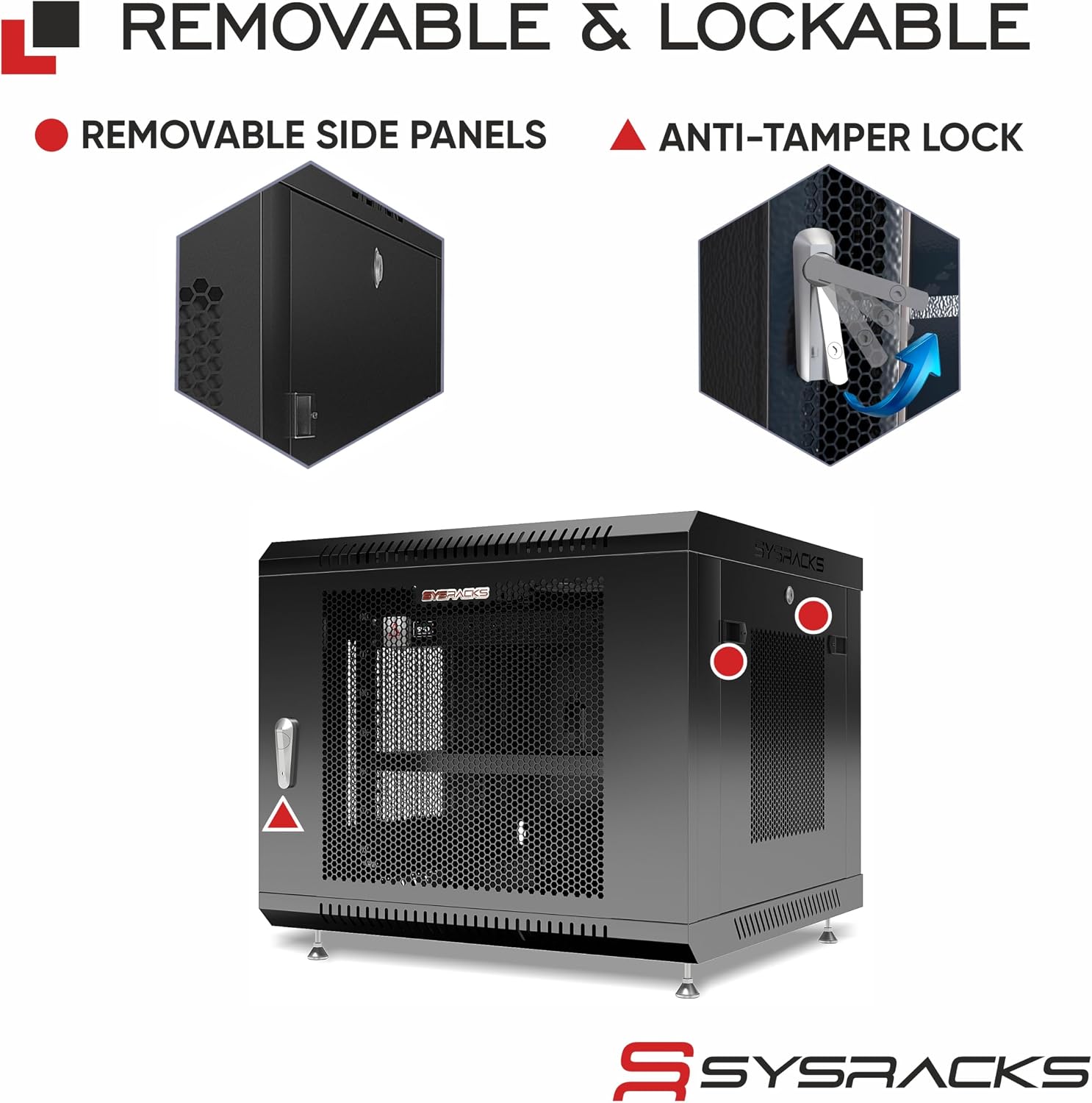 9U Wall Mount Server Rack Cabinet, 19' Enclosed Network & IT Rack, 24' Deep, Locking Mesh Door