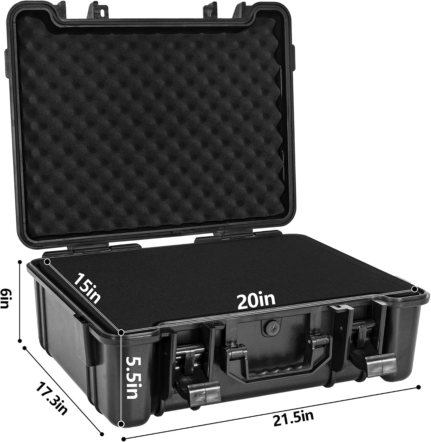 Hard Carrying Case,Shockproof Storage Box with Customizable Foam,Portable Protective Tool Box for Microphone,Recorder,Electronics,Tools,Cameras,Equipment and More, 21.5' x 17.3' x 6'
