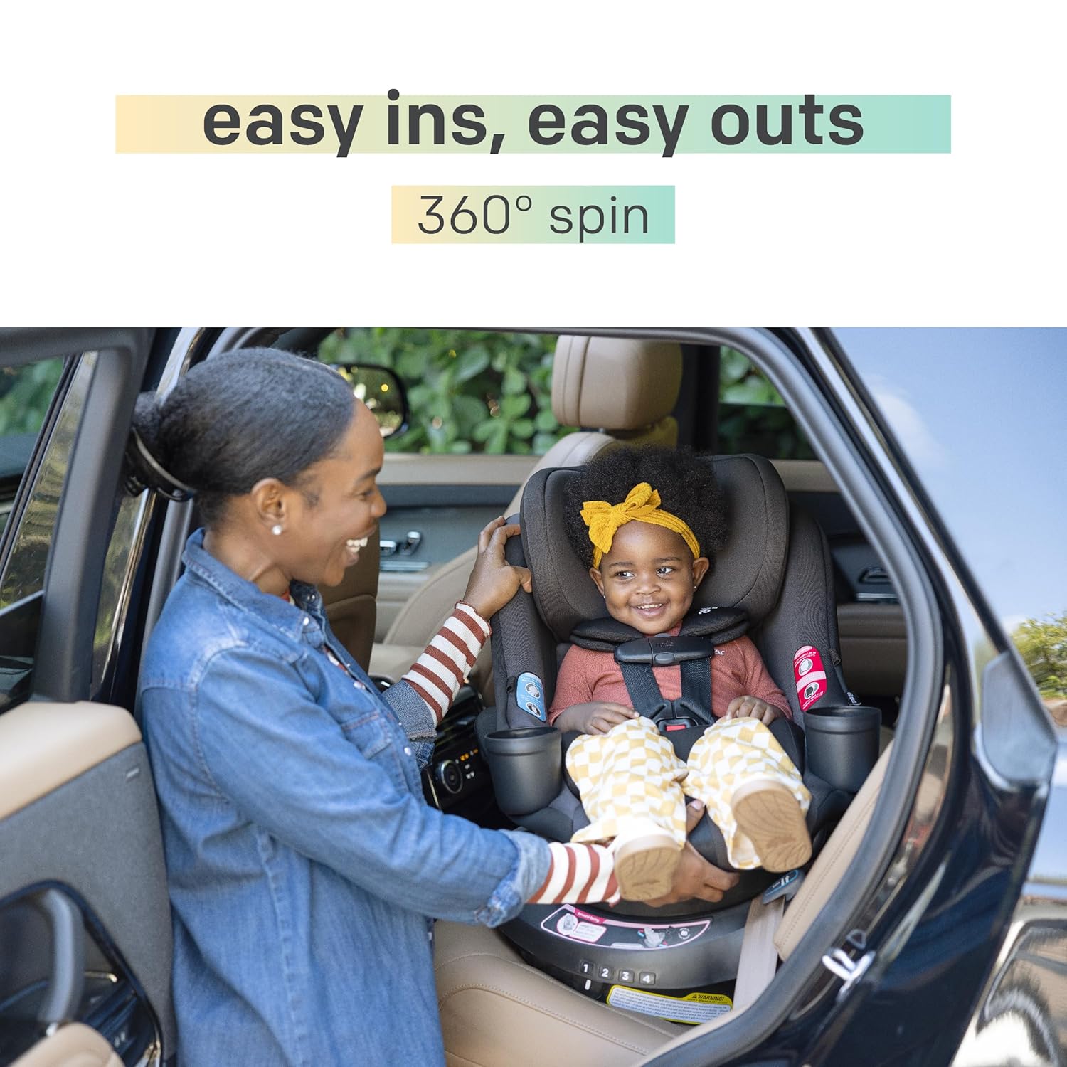 Chili Spin SI Rotating 2-in-1 Convertible Car Seat, Rear and Forward-Facing, No-Rethread Harness, Tested for Safety Standards (Shale)