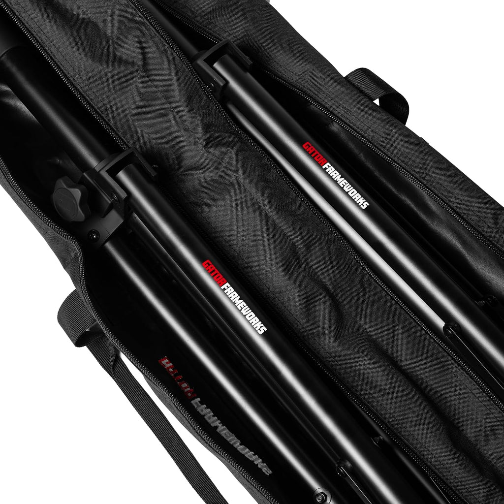 Gator Frameworks Deluxe Set with Self Rising Lift Assist Includes (2) Speaker Stands and Nylon Carry Bag, (GFW-SPK-3000SET)