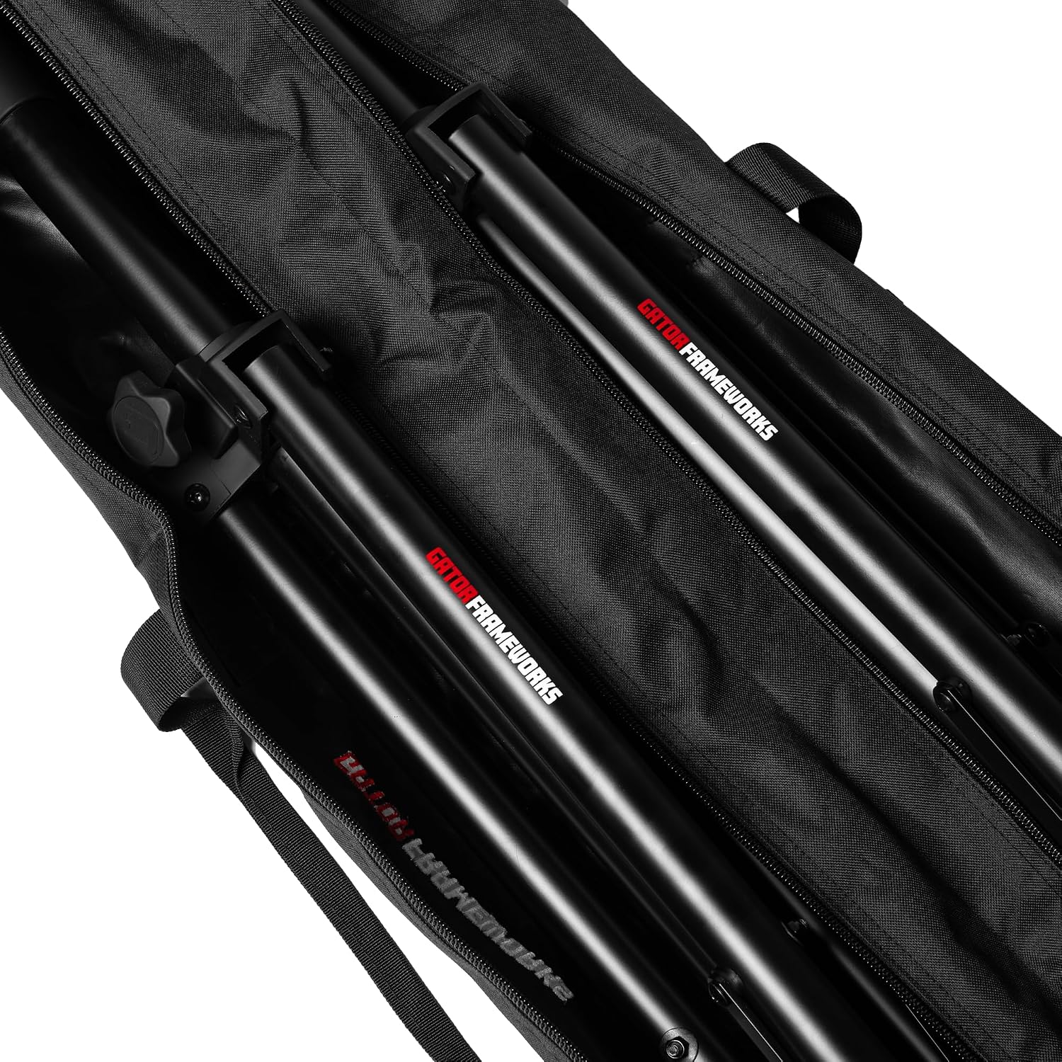 Gator Frameworks Deluxe Set with Self Rising Lift Assist Includes (2) Speaker Stands and Nylon Carry Bag, (GFW-SPK-3000SET)