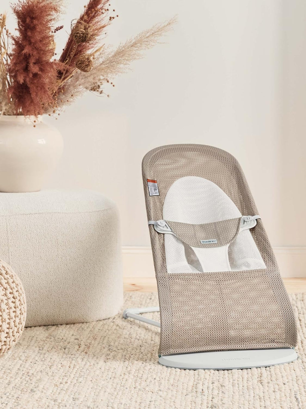 BabyBjörn Bouncer Balance Soft, Gray Beige/White, Mesh | 2-in-1 Adjustable Baby Bouncer Seat and Toddler Chair, Newborn to Toddler (8-29 lbs), 4 Positions, Lightweight & Portable