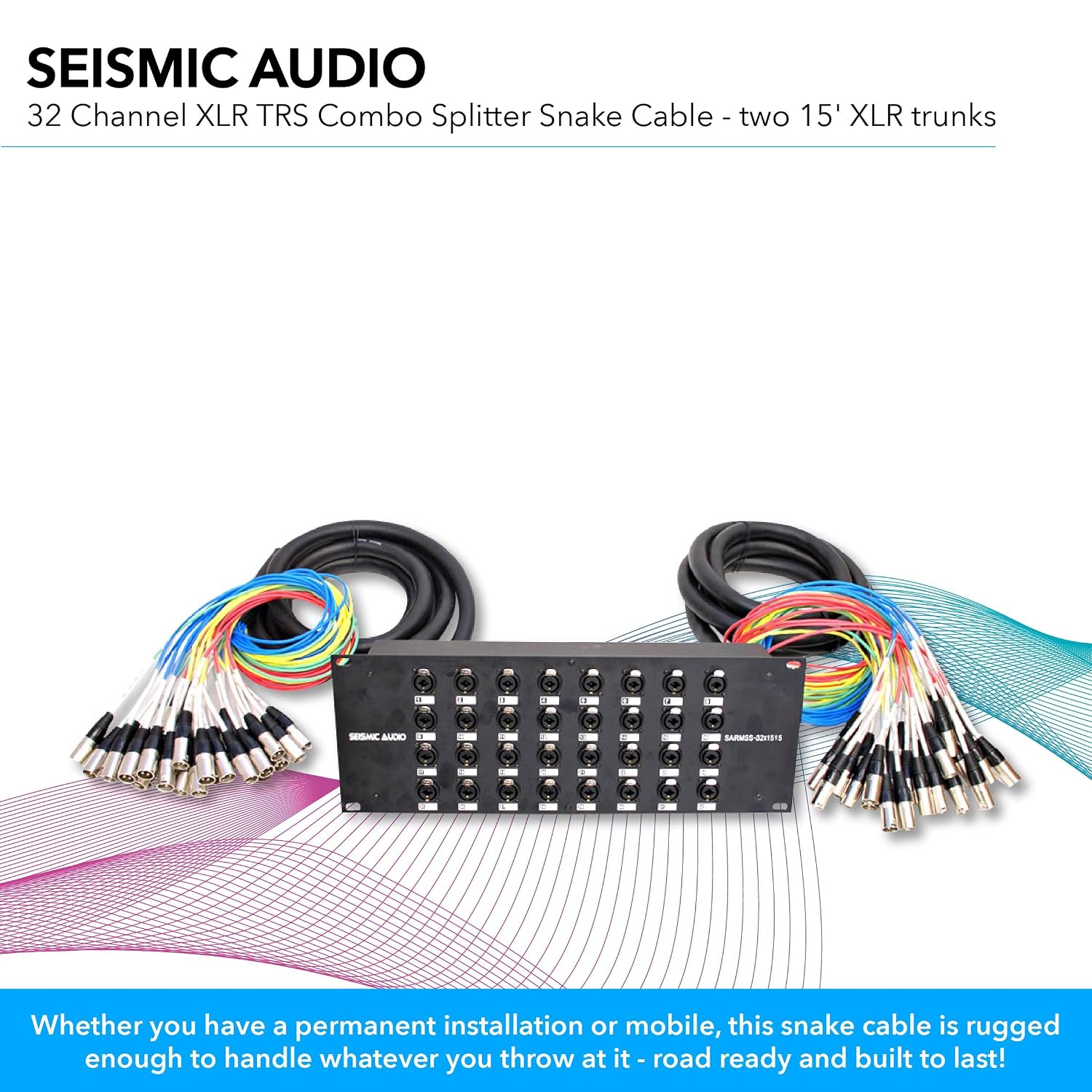 Seismic Audio - SARMSS-32x1515 - 32 Channel XLR TRS Combo Splitter Snake Cable - two 15' XLR trunks
