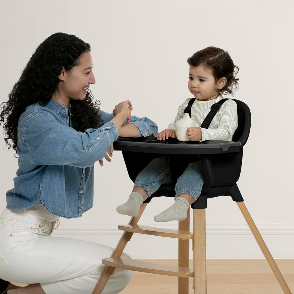 Delta Children - babyGap Otto 3-in-1 High Chair - High Chair Converts to Toddler Dinning Chair and Booster Seat - Dishwasher Safe Meal Tray - FSC-Certified Wood, Black