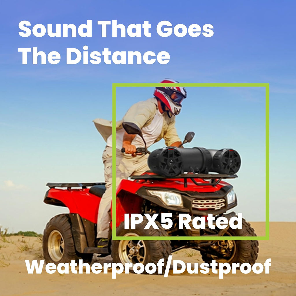 BOSS Audio Systems ATV6.5B ATV UTV Weatherproof Sound System - 6.5 Inch Speakers, 1.5 Inch Tweeters, Built-in Amplifier, Bluetooth, Easy Installation for 12V Vehicles