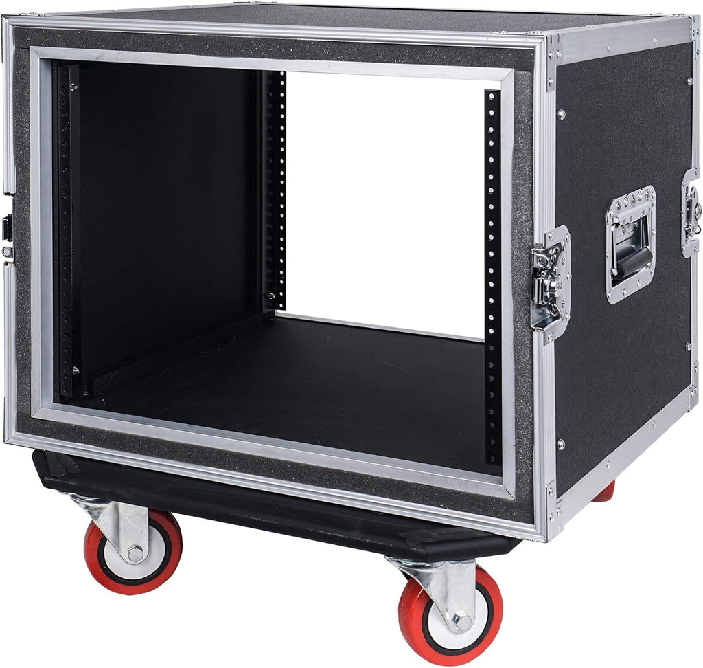 Sound Town Shock Mount 8U ATA Rack Case with 17' Rackable Depth and Casters, 8-Space Size - Pro Tour Grade (STRC-SP8UW)