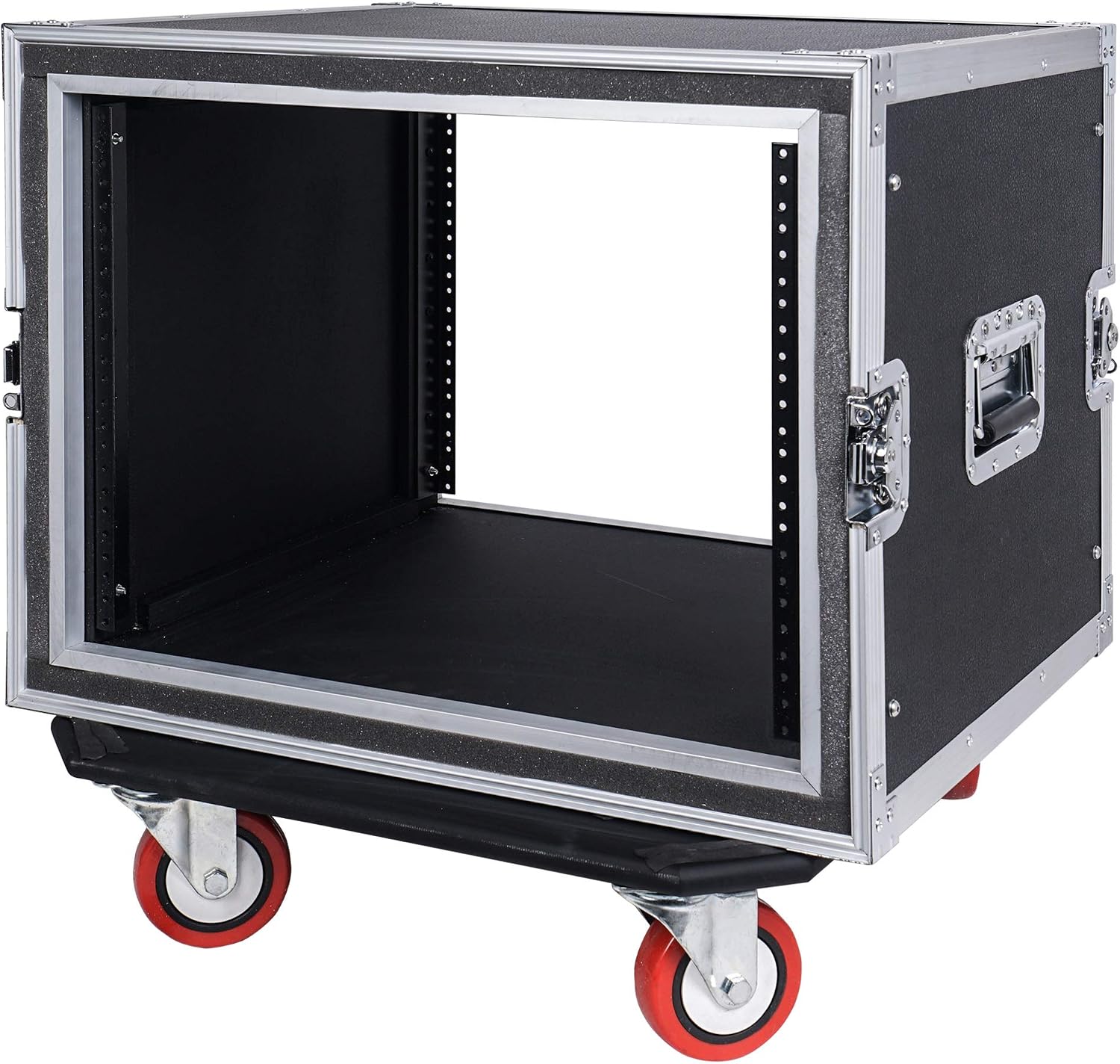 Sound Town Shock Mount 8U ATA Rack Case with 17' Rackable Depth and Casters, 8-Space Size - Pro Tour Grade (STRC-SP8UW)