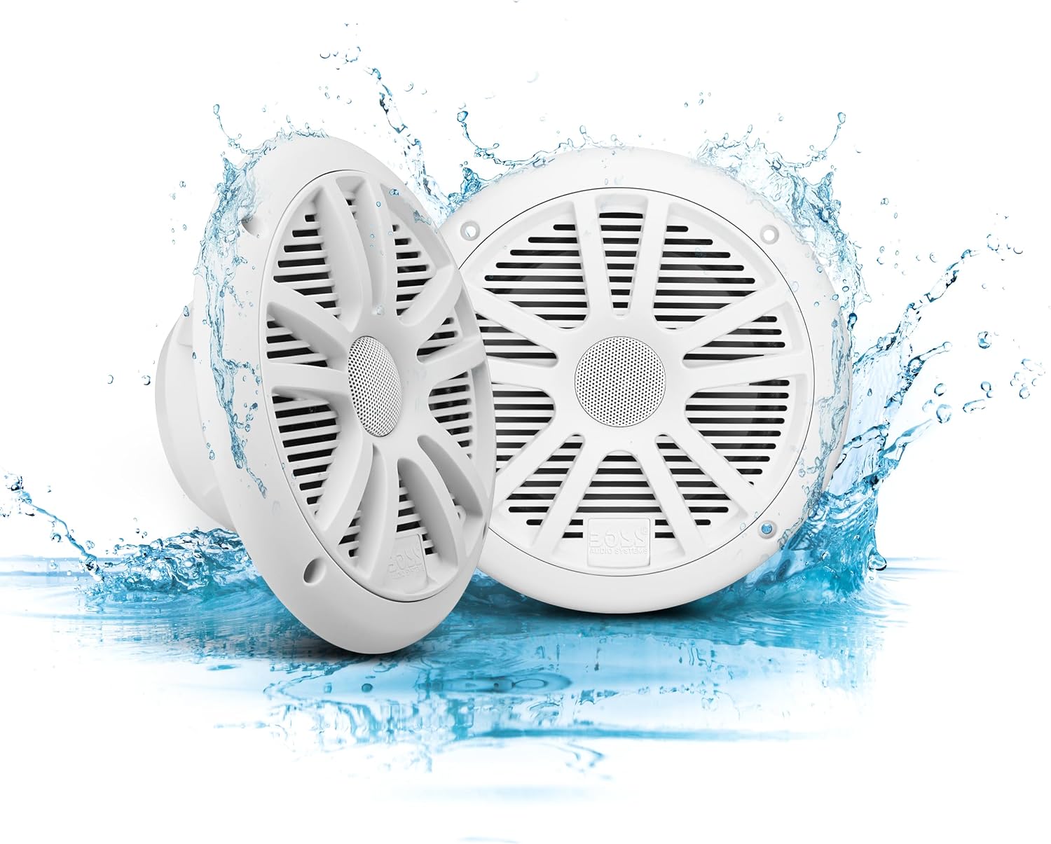 Boss Audio MR6W 6.5' 180W Dual Cone Marine/Boat Speakers Stereo, White (8 Pack)