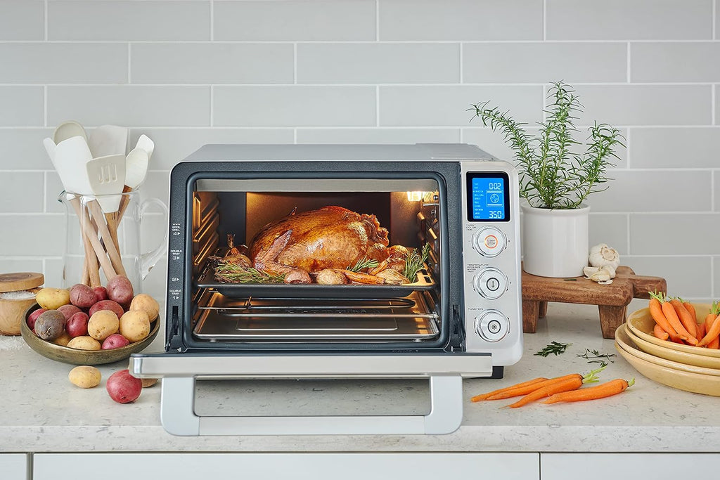 De'Longhi 10-in-1 Digital AirFryer, 24L, True Convection Toaster Oven with Internal Light, Grills, Broils, Bakes, Roasts, Reheats, Preset for Cookie & Pizza, 1800-Watts, Stainless Steel