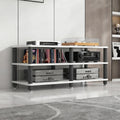AV Media Stand, Stereo Rack with Thickened Board, Multi-Tier Open Storage Stereo Cabinet, Audio-Video Rack with Metal Tube, Record Player Stand for Theater(White,3 Tier 120x40x55cm)
