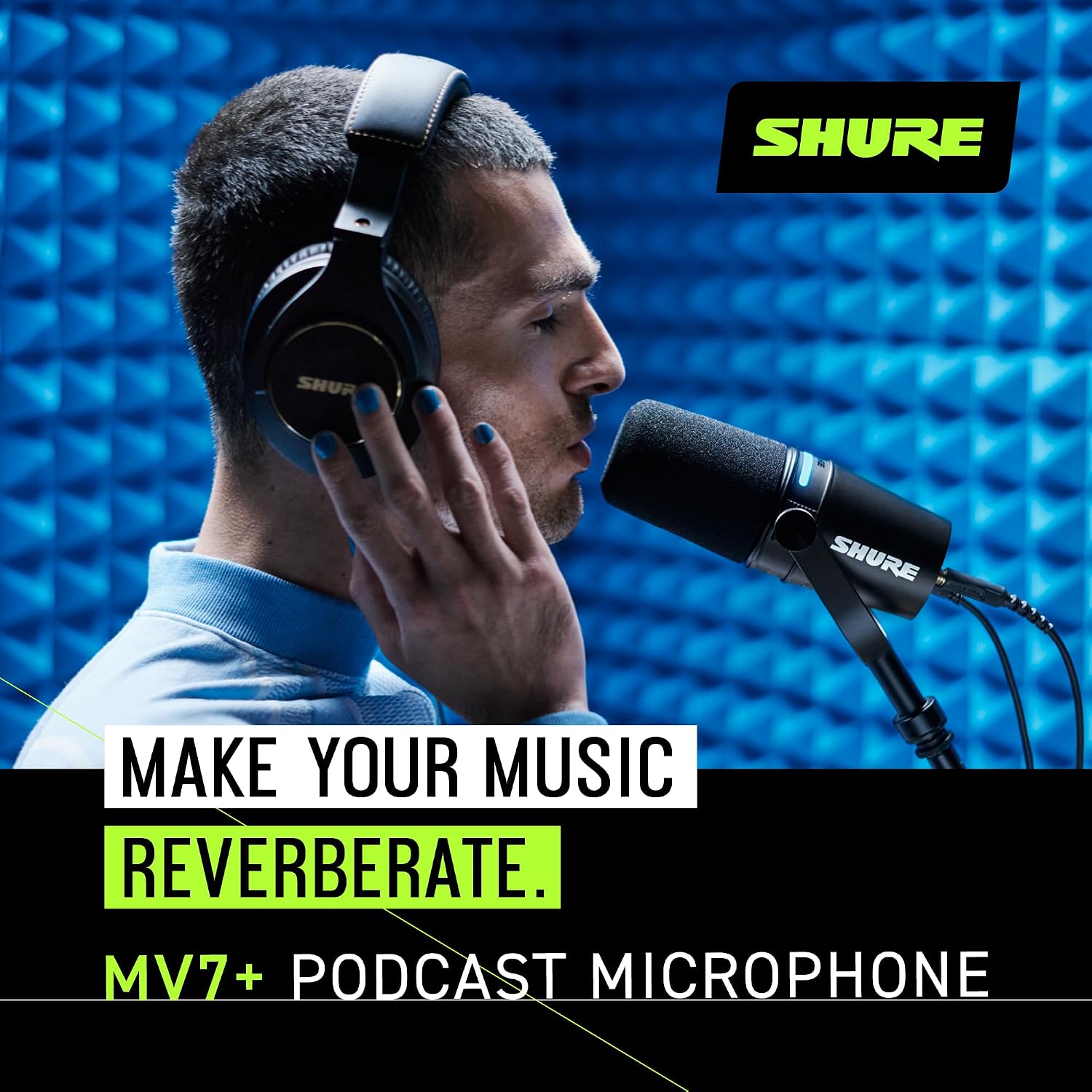 Shure MV7+ Dynamic Microphone – USB-C & XLR Podcast Mic for Streaming, Recording & Broadcasting, OBS Certified, Auto Level Mode, Digital Pop Filter, LED Panel, Black