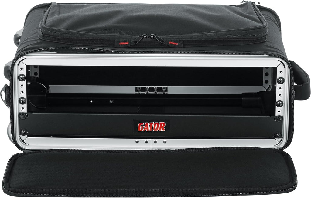 Gator Cases Lightweight Rack Bag with Removable Shoulder Strap, Pull handle, and Wheels, 2U Rack - 12.5' Rackable Depth (GR-RACKBAG-2UW)