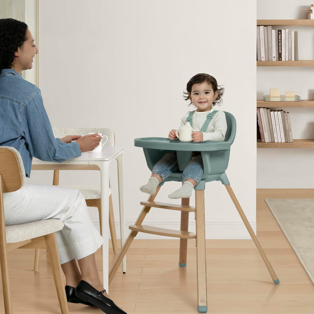 Delta Children - babyGap Otto 3-in-1 High Chair - High Chair Converts to Toddler Dinning Chair and Booster Seat - Dishwasher Safe Meal Tray - FSC-Certified Wood, Sage Green