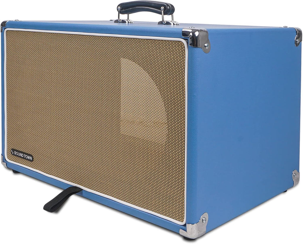 Sound Town Vintage 6U Amp Rack Case, 12.5' Depth with Rubber Feet, Dust Cover, Kickstand, Beau Blue (STVRC-6BL)