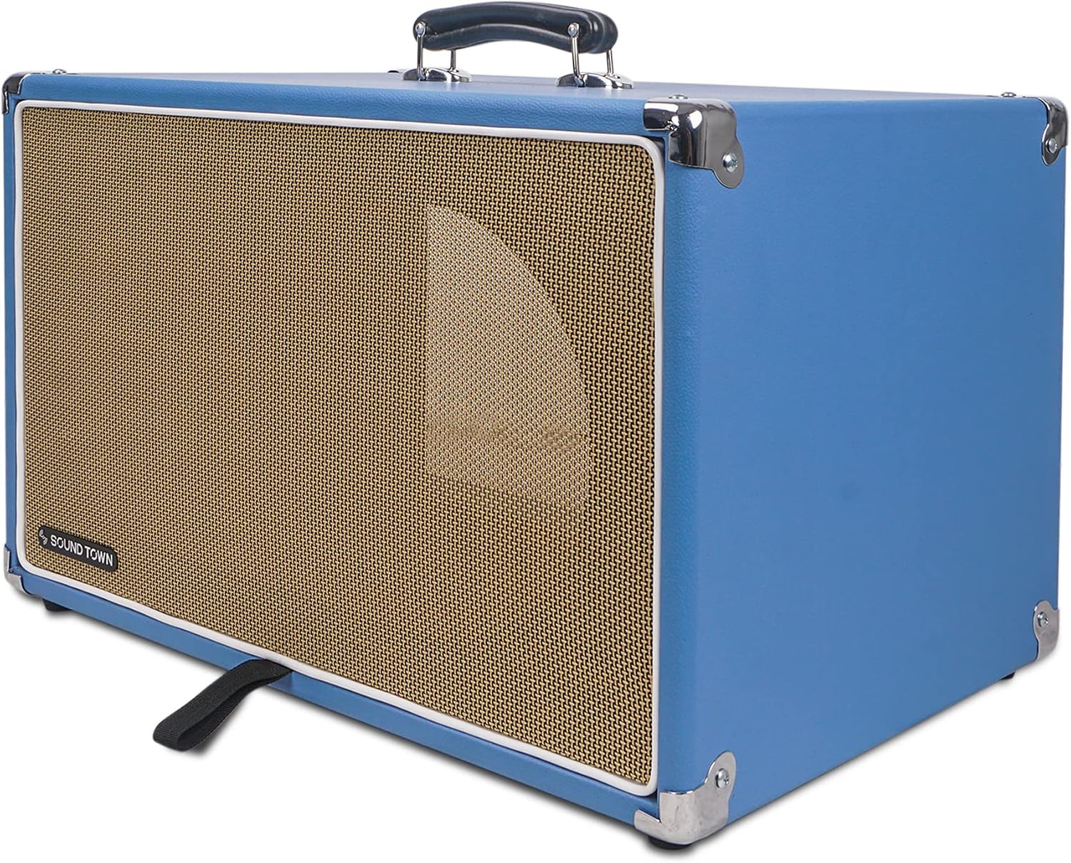 Sound Town Vintage 6U Amp Rack Case, 12.5' Depth with Rubber Feet, Dust Cover, Kickstand, Beau Blue (STVRC-6BL)