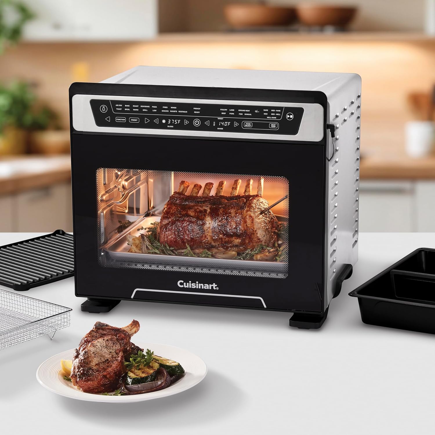 Cuisinart 15-in-1 Extra-Large Digital Air Fryer Oven with 9'x13' 2-in-1 Pan, Air Fry 4 Lbs of Wings, Cook a 13 Lb Turkey or 5+ Lb Chicken, Toast 9 Slices of Bread, and Bake a 13' Pizza, TOA-112
