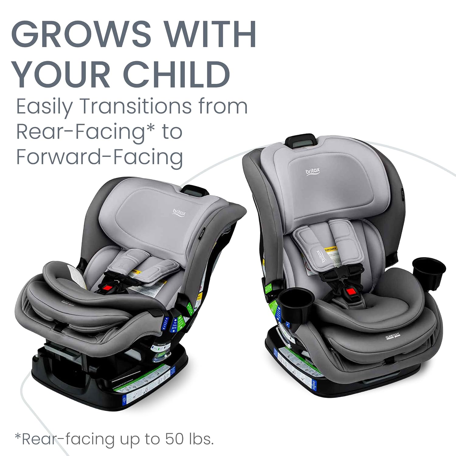 Britax Poplar Convertible Car Seat, 2-in-1 Car Seat with Slim 17-Inch Design, ClickTight Technology, Glacier Graphite