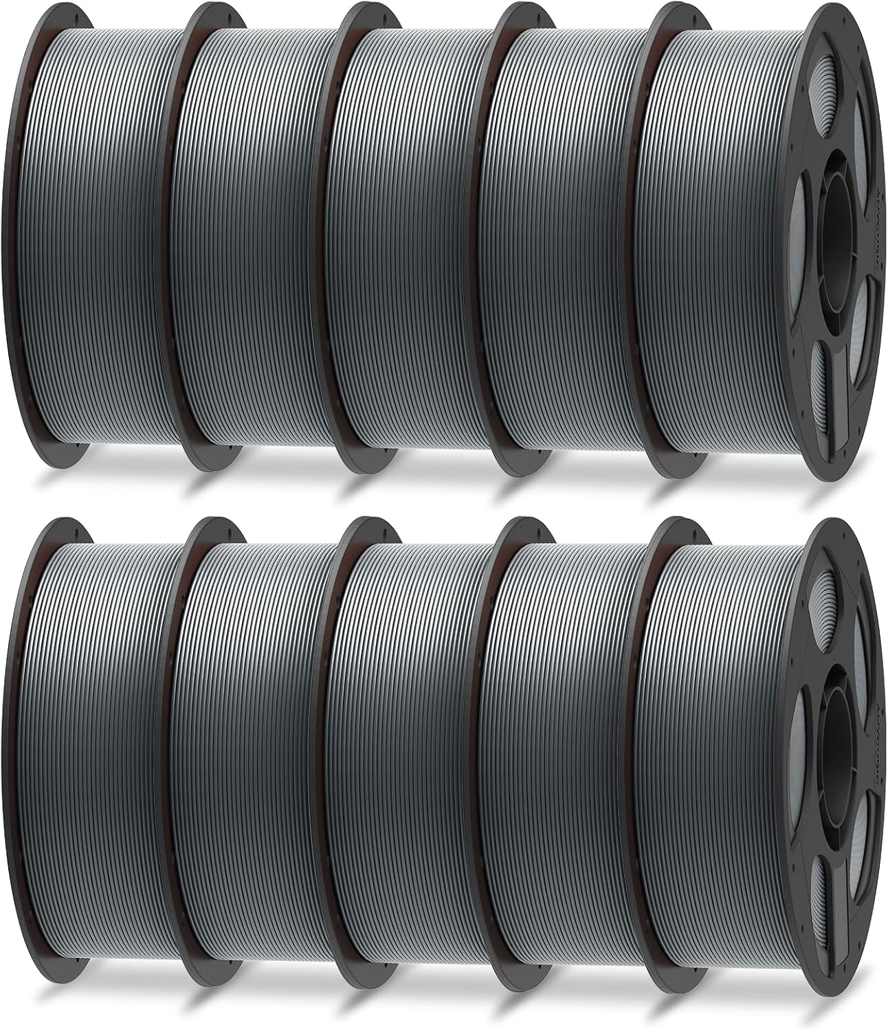 ANYCUBIC PLA Plus (PLA+), 3D Printer Filament 1.75mm Bundle, High Toughness, Dimensional Accuracy +/- 0.02mm, Print with Most FDM 3D Printers, 10 Pack 1KG Reusable Spool Texture Grey