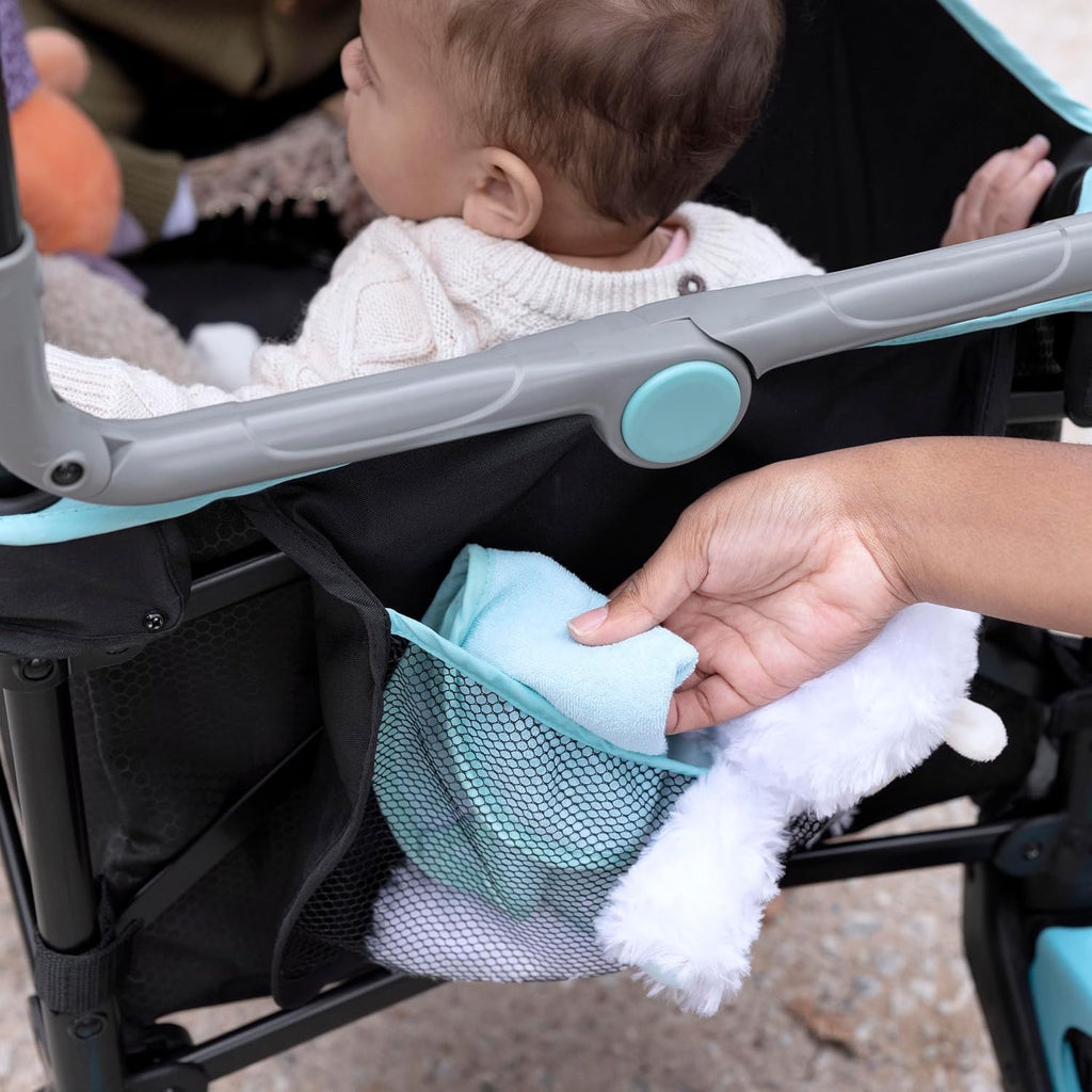 Ingenuity Ingenuity Pop 'N Ride Lightweight Stroller Wagon - Face-to-Face Seats for 2 with 3-Point Harnesses & Sun Canopy